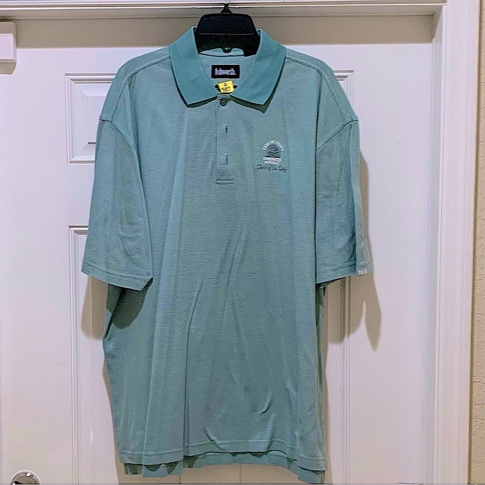 GOLF”TEETH OF THE DOG” LOGO CASA DE CAMPO POLO SHIRT SEAFOAM GREEN
XL COT VTG - Picture 11 of 13